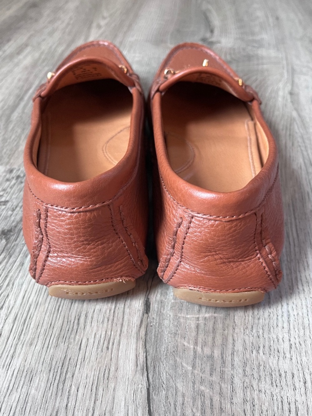 COACH Shoes ARLENE Womens Size 8 Brown Leather Driving Loafers Gold Hardware - Picture 3 of 7